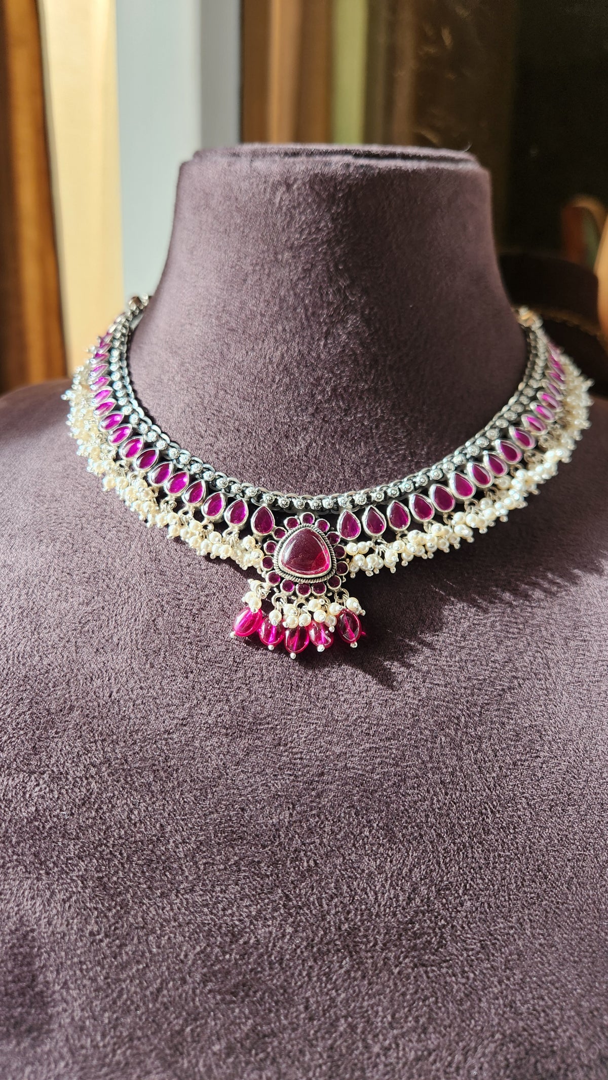 Ruby Pearl Royale Necklace Set