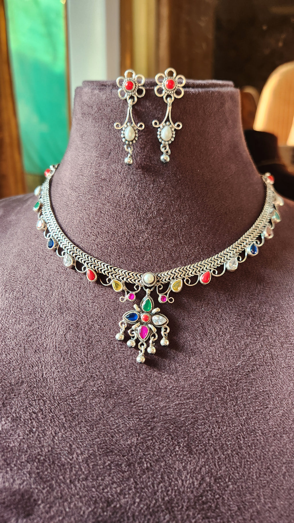 Navratan Necklace Set