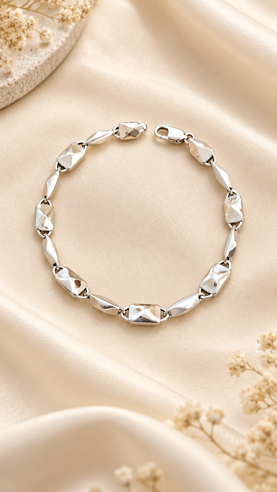 Silver Sculpted Bracelet by Myrah Jewels