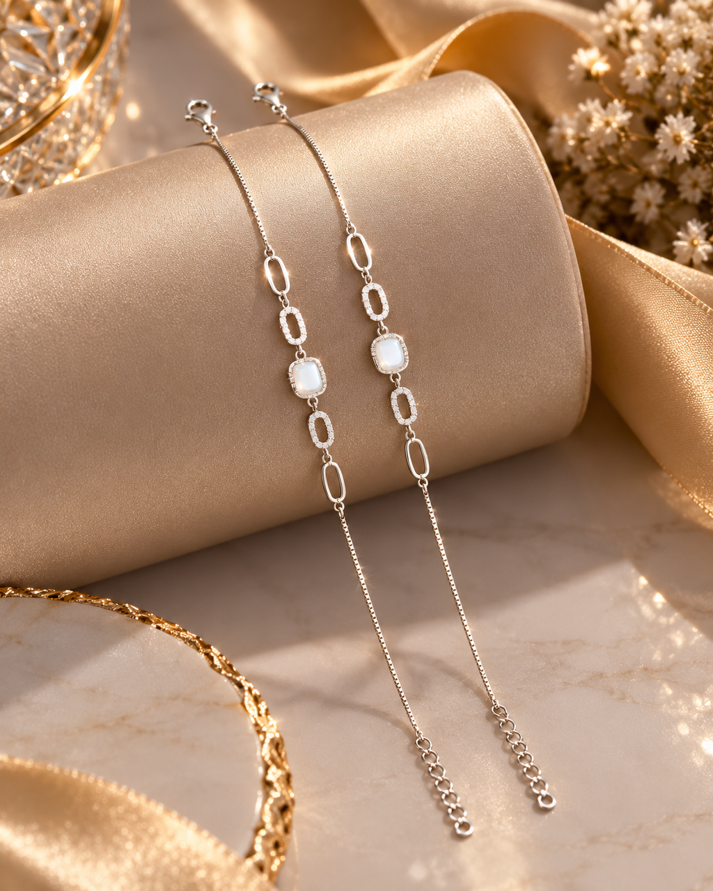 Celestial Silver Link Payal by Myrah Jewels