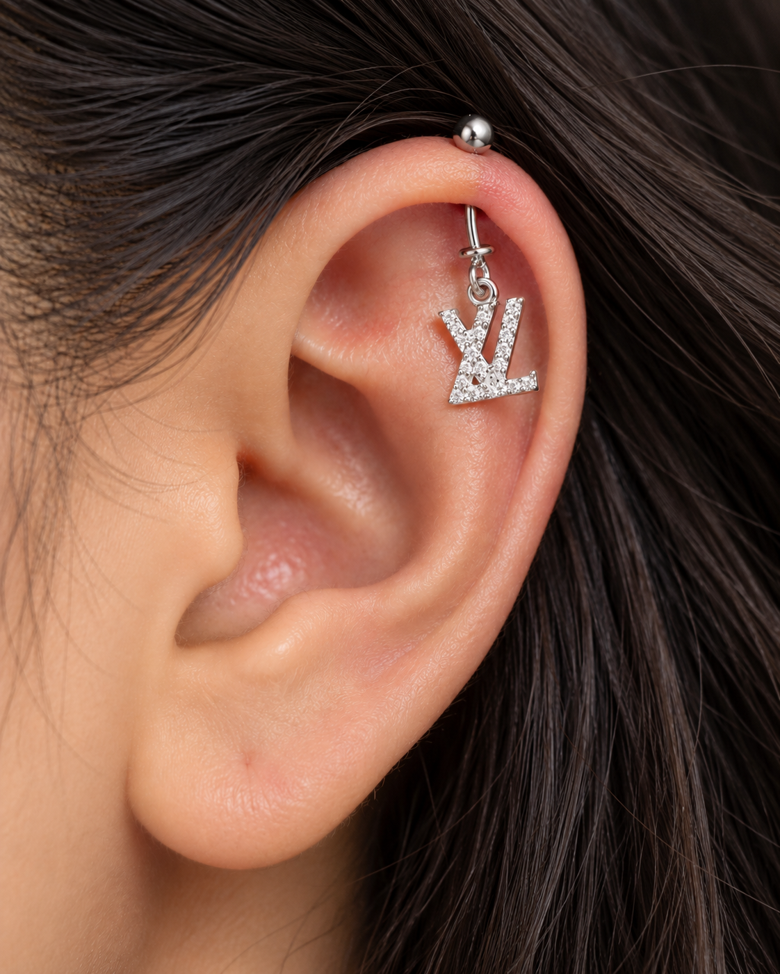 Silver LV Helix Earring