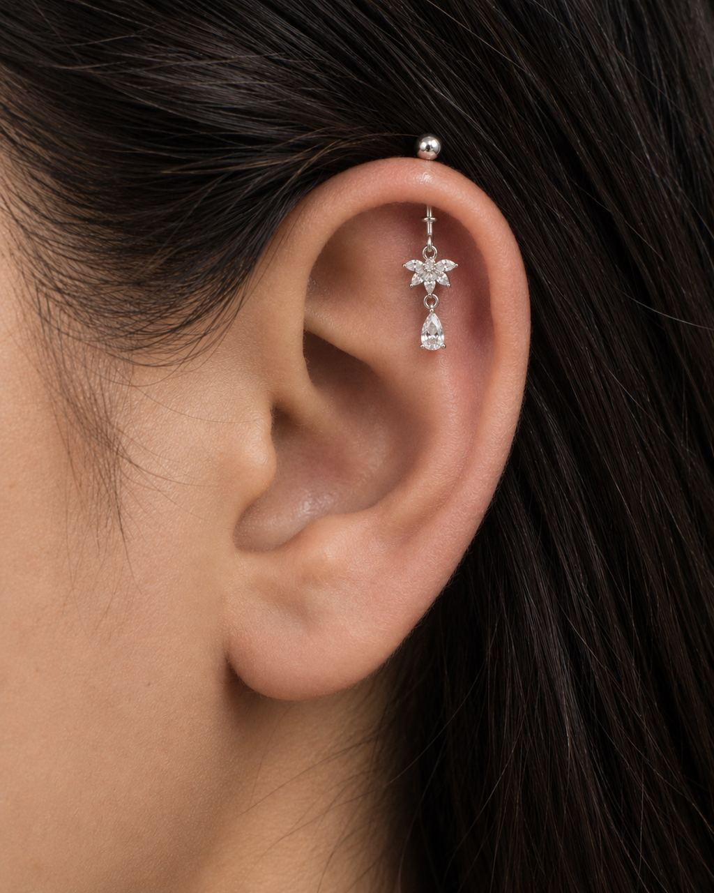 Crystal Drop Helix Earring