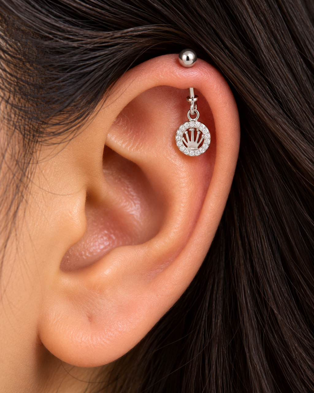 Crown Charm Helix Earring