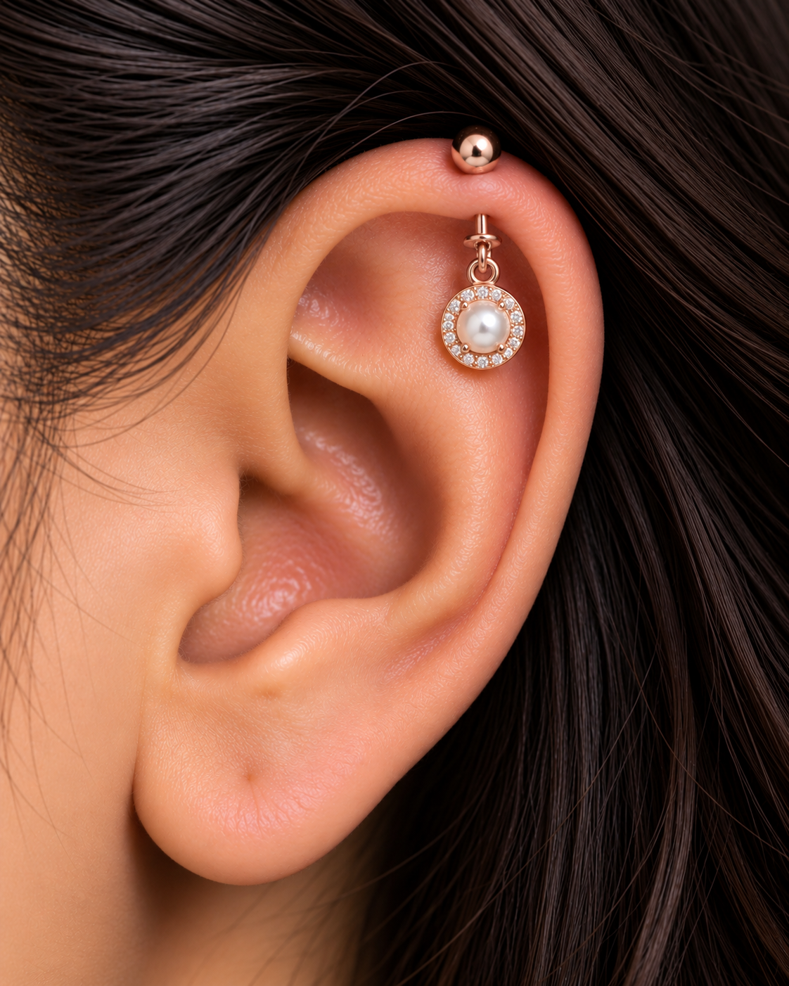 Pearl Halo Helix Earring