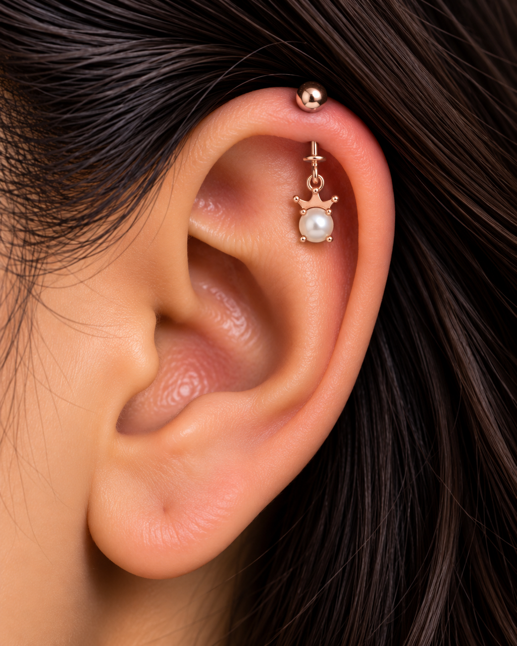 Pearl Crown Helix Earring