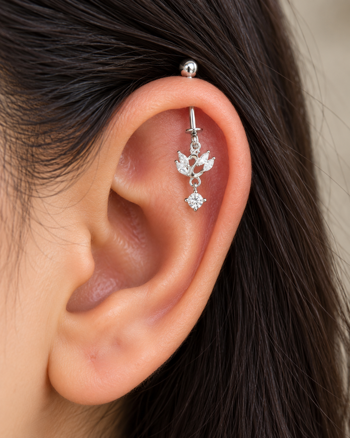 Elegant Swan Helix Earring