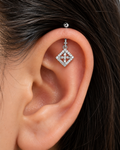 Silver Geometric Helix Earring