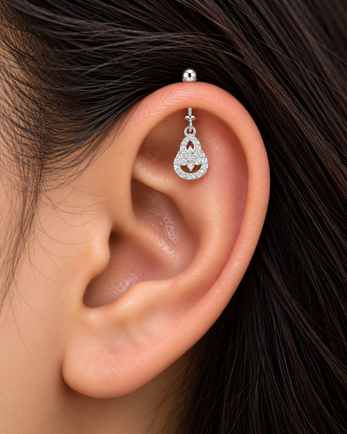 Crystal Cascade Helix Earring