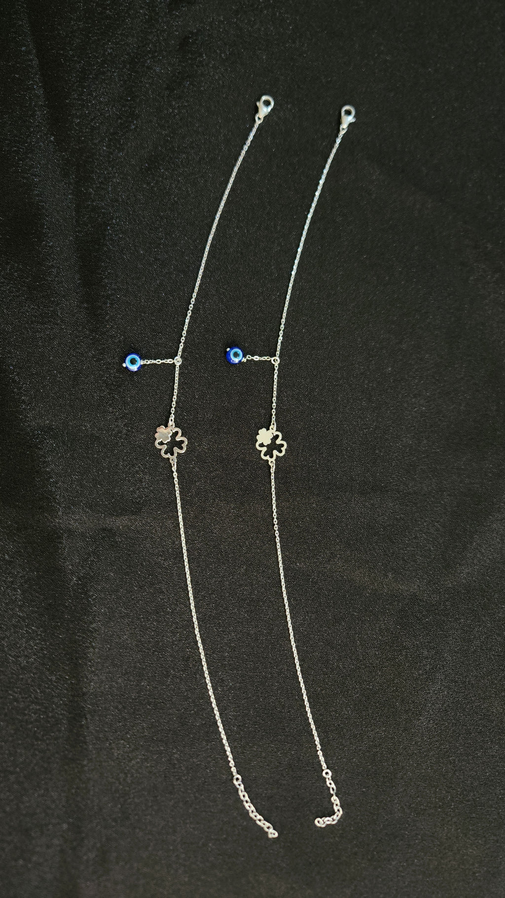 Evil Eye Clover Charm Silver Payal