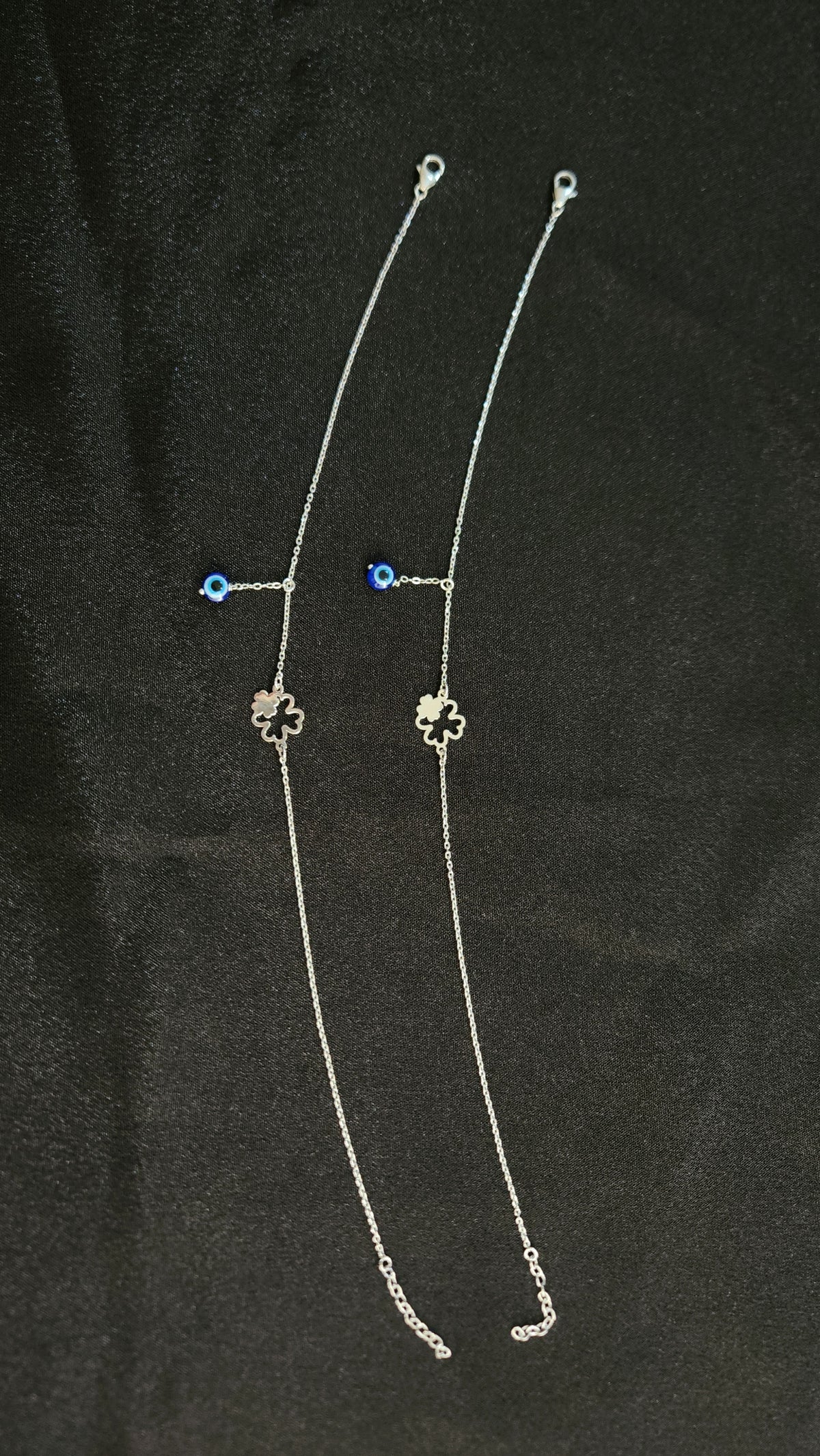 Evil Eye Clover Charm Silver Payal