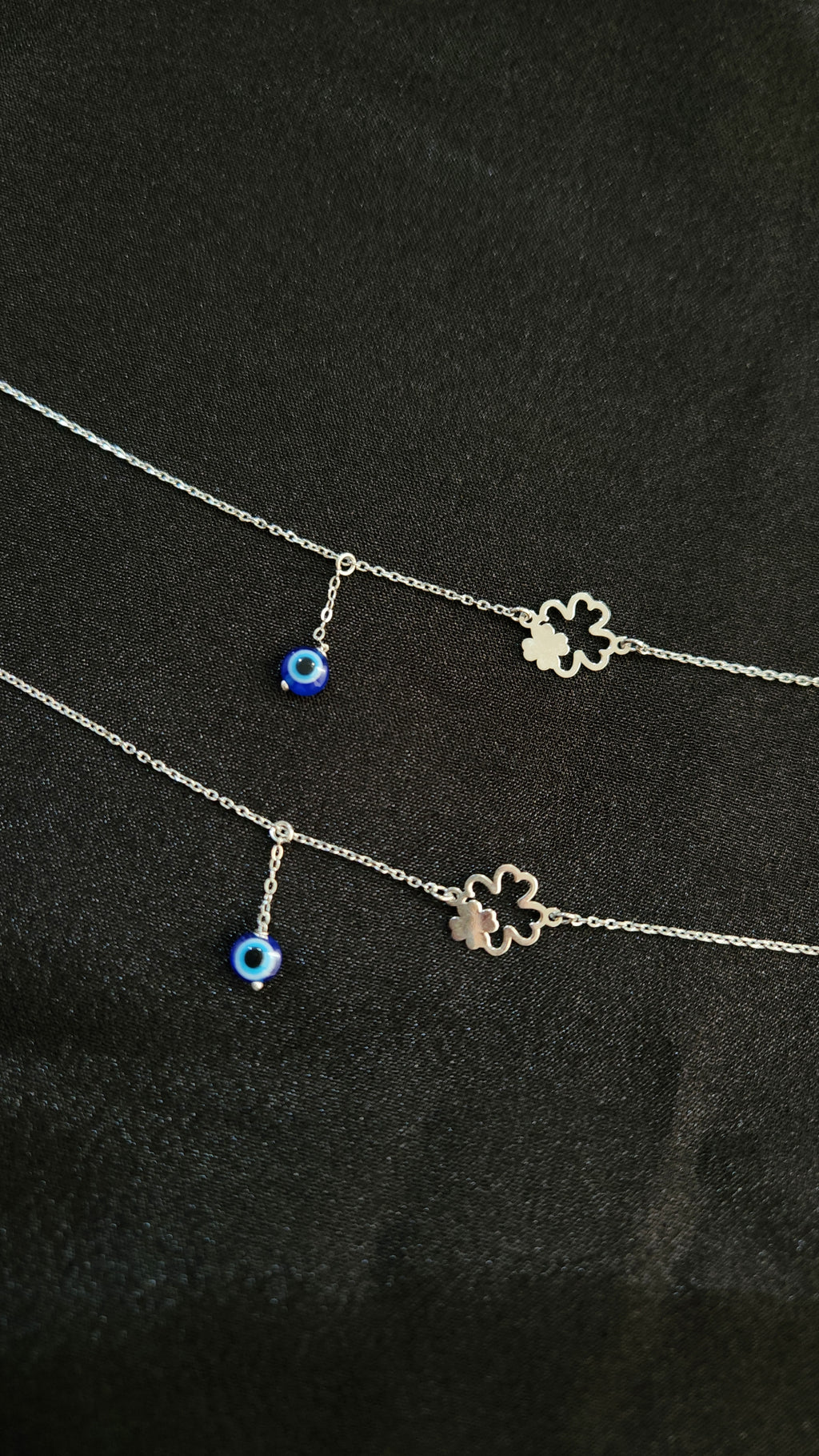 Evil Eye Clover Charm Silver Payal