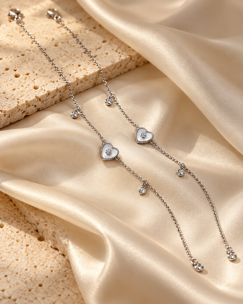 Elegant Heart Silver Payal