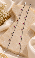Ruby Heart Black Bead Payal