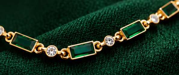 Emerald Elegance Silver Payal
