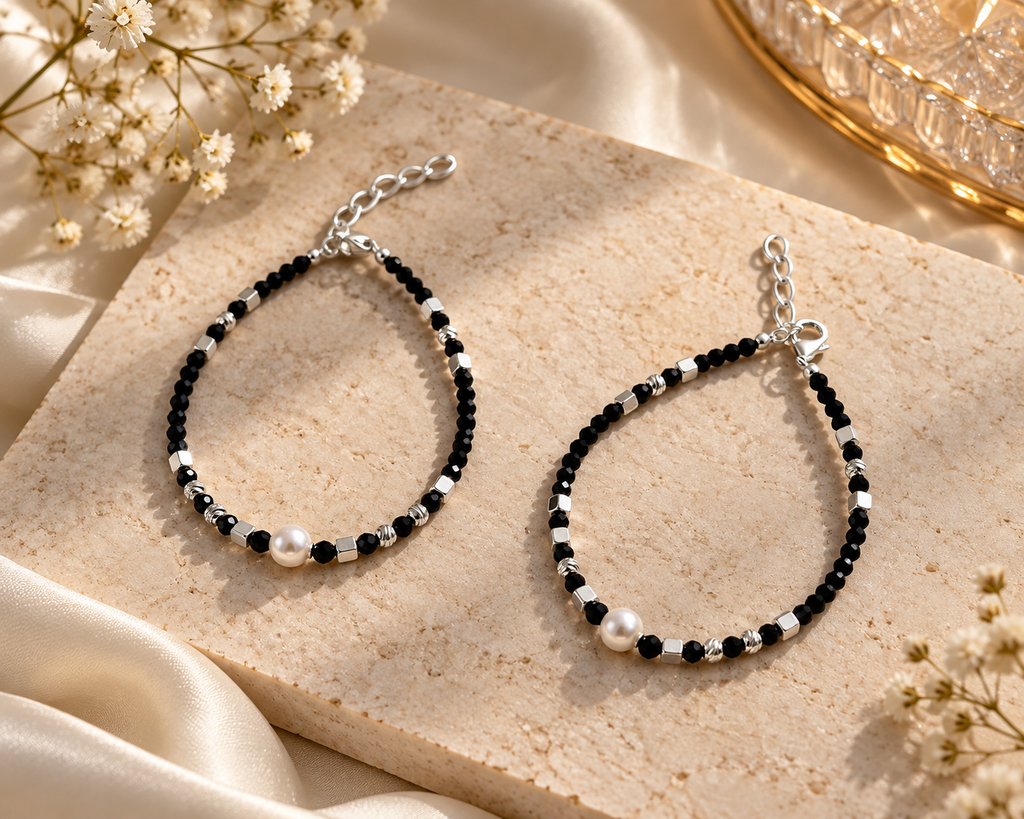 Black Beads with Pearl Kids Payal
