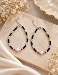 Rainbow Pearl Black Beaded Kids Payal