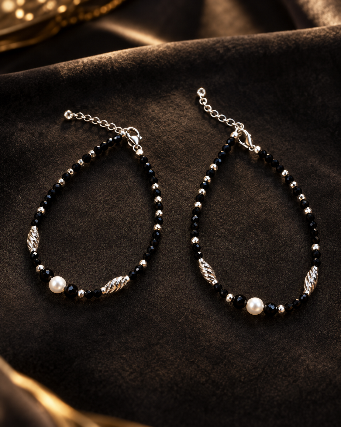 Freshwater Pearl Black Bead Kids Payal