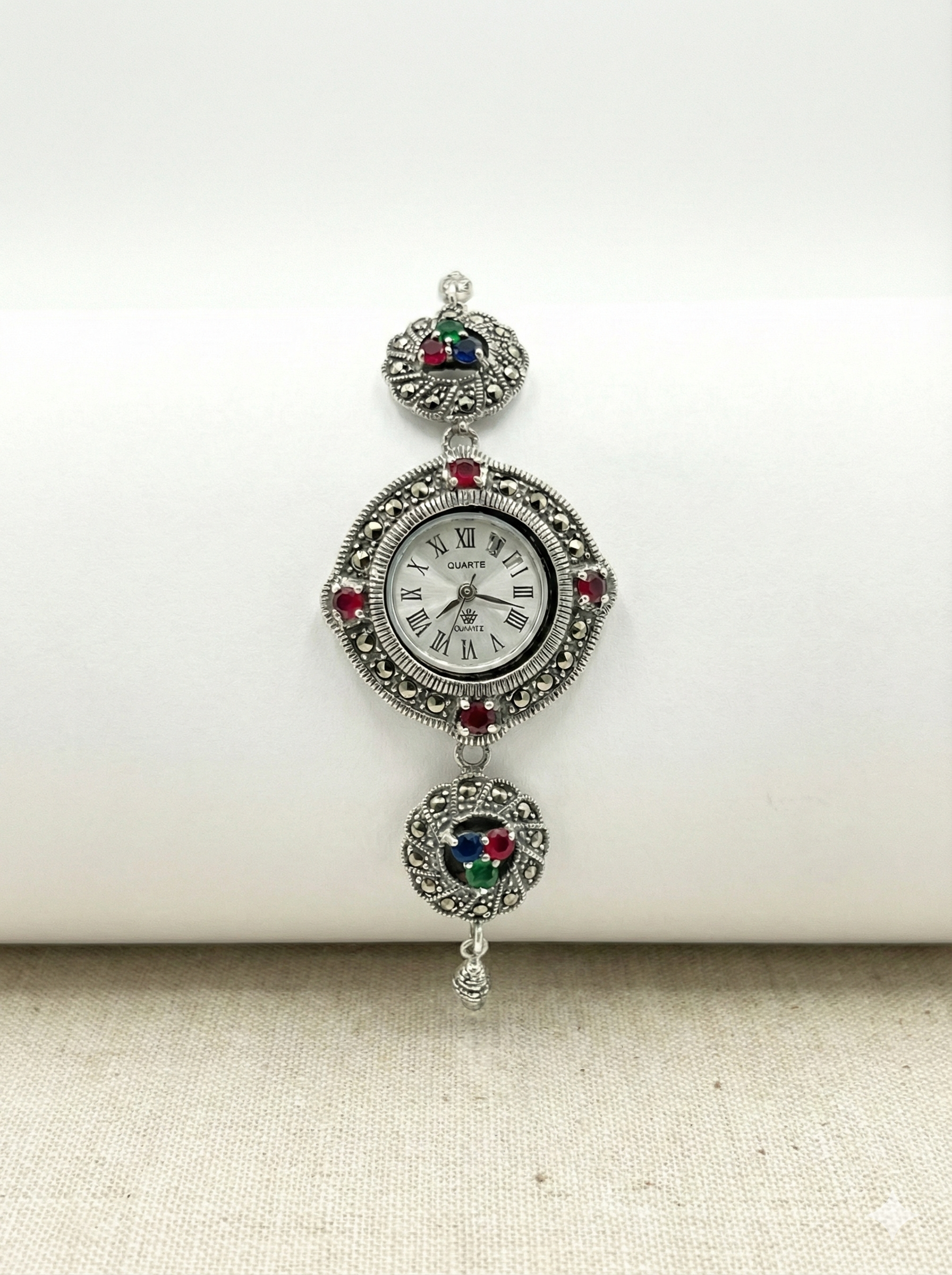 Silver ladies watch cum bracelate