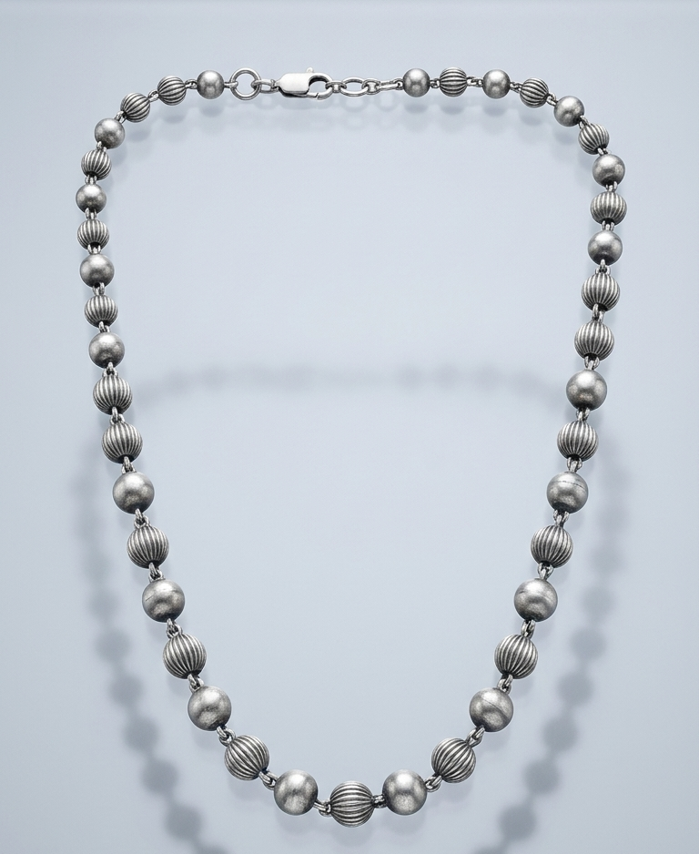 Antique Finish Silver Mala