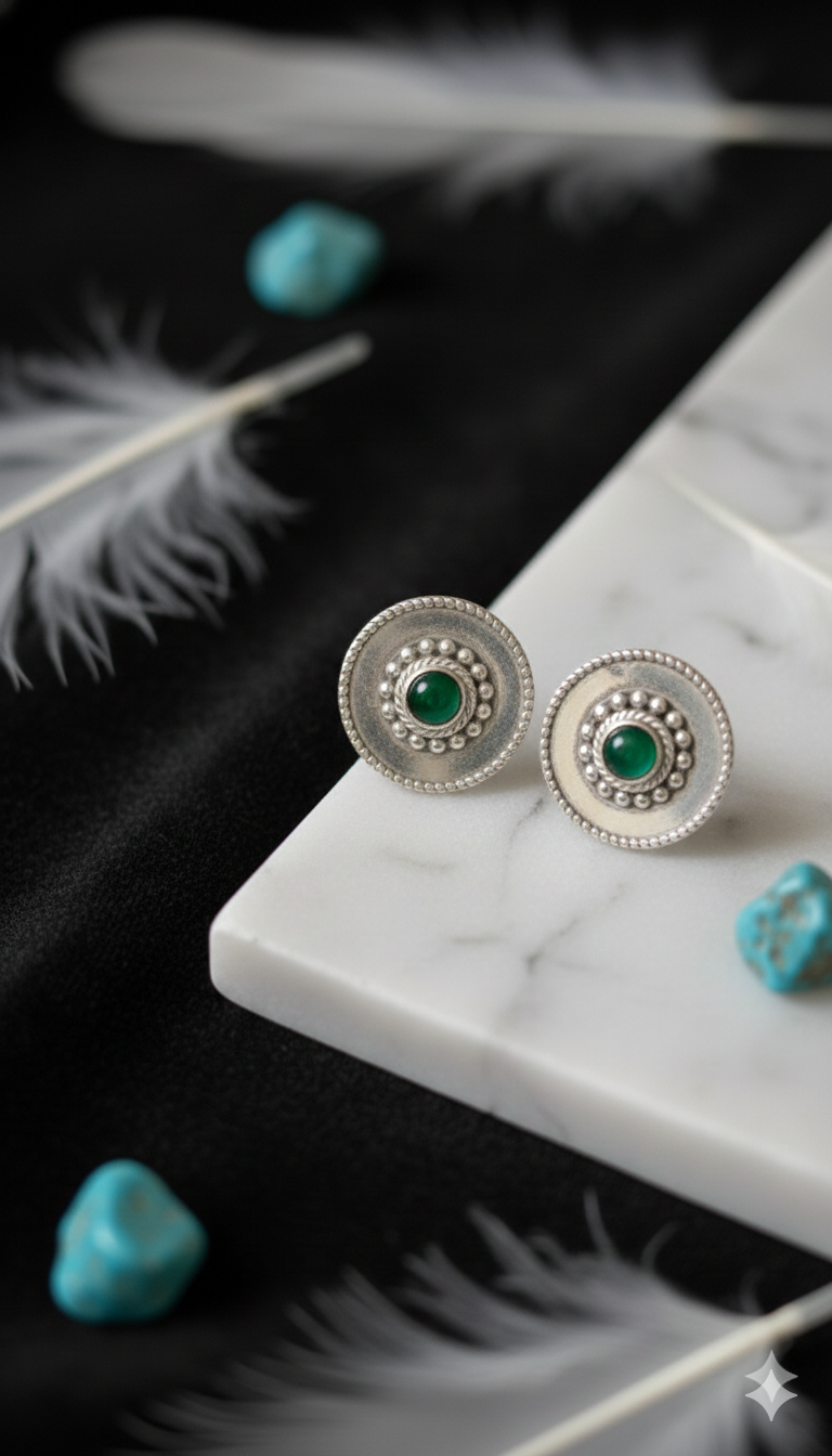 Artisan Green Onyx Studs_1