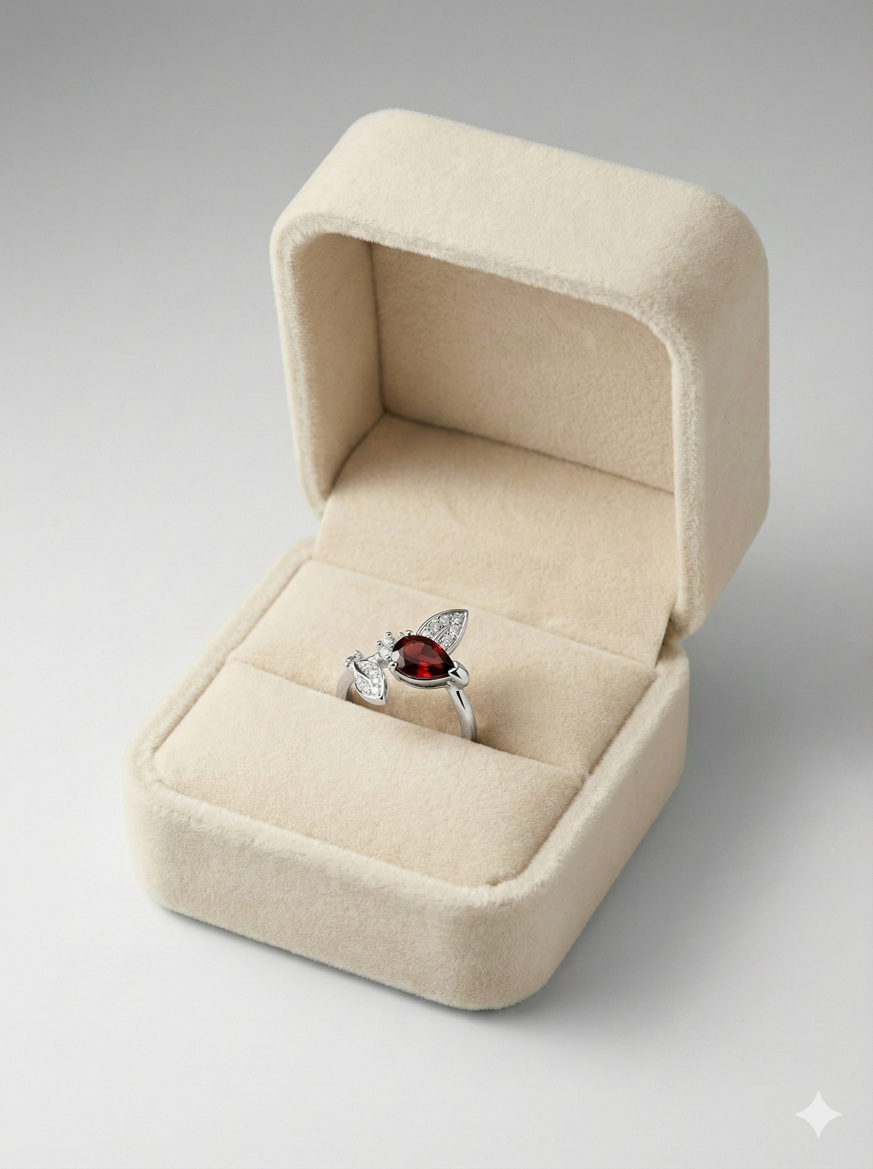 Asymmetrical Leaf & Crystal Ring_1