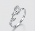 Asymmetrical leaf & Crystal Ring_2