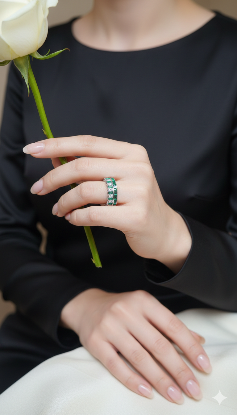Baguette Emerald Channel set Ring_5