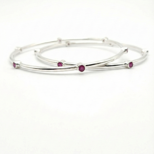 Bezel - set Pink stone Bangles_1
