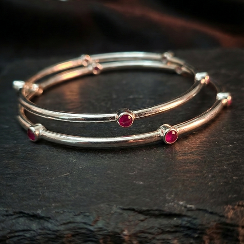Bezel - set Pink stone Bangles_2