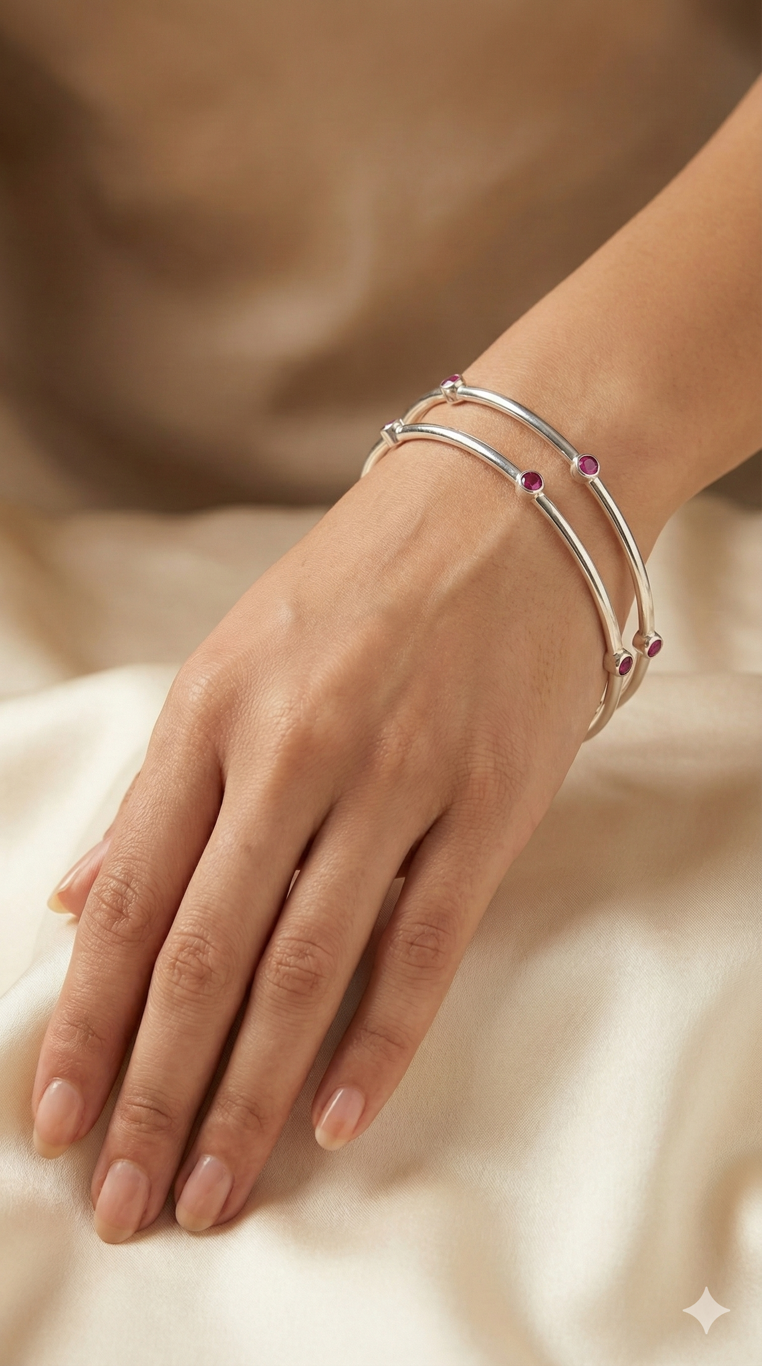 Bezel - set Pink stone Bangles_3