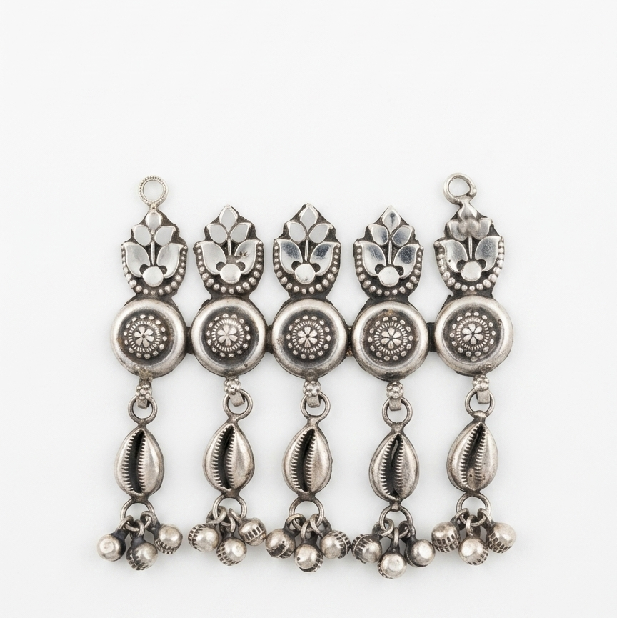 Silver Cowrie & Bloom Tribal Panel