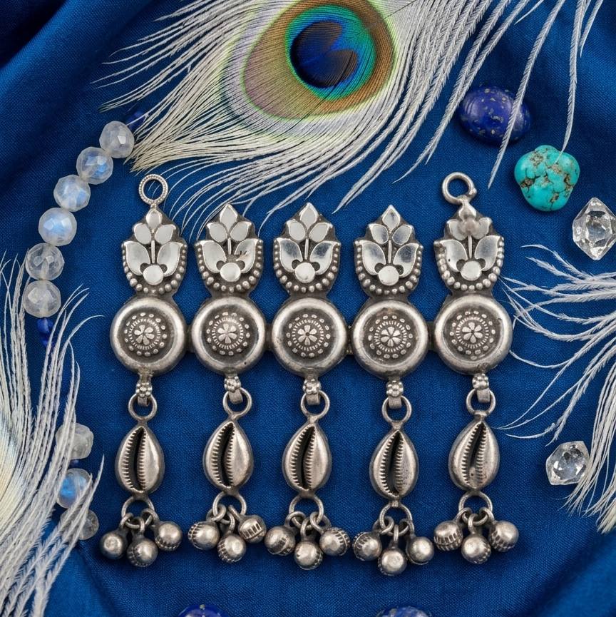 Silver Cowrie & Bloom Tribal Panel