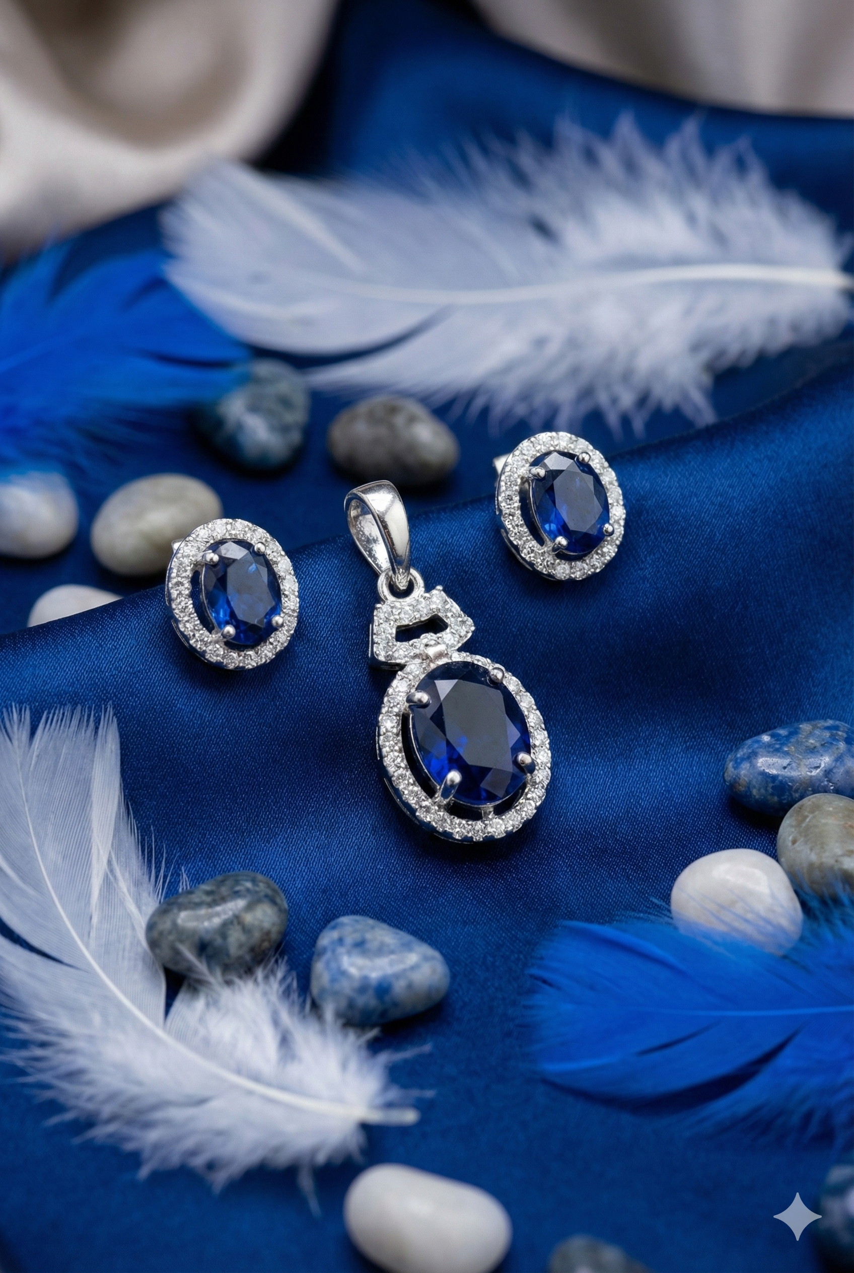 Classic Blue Oval Pendant Set_1
