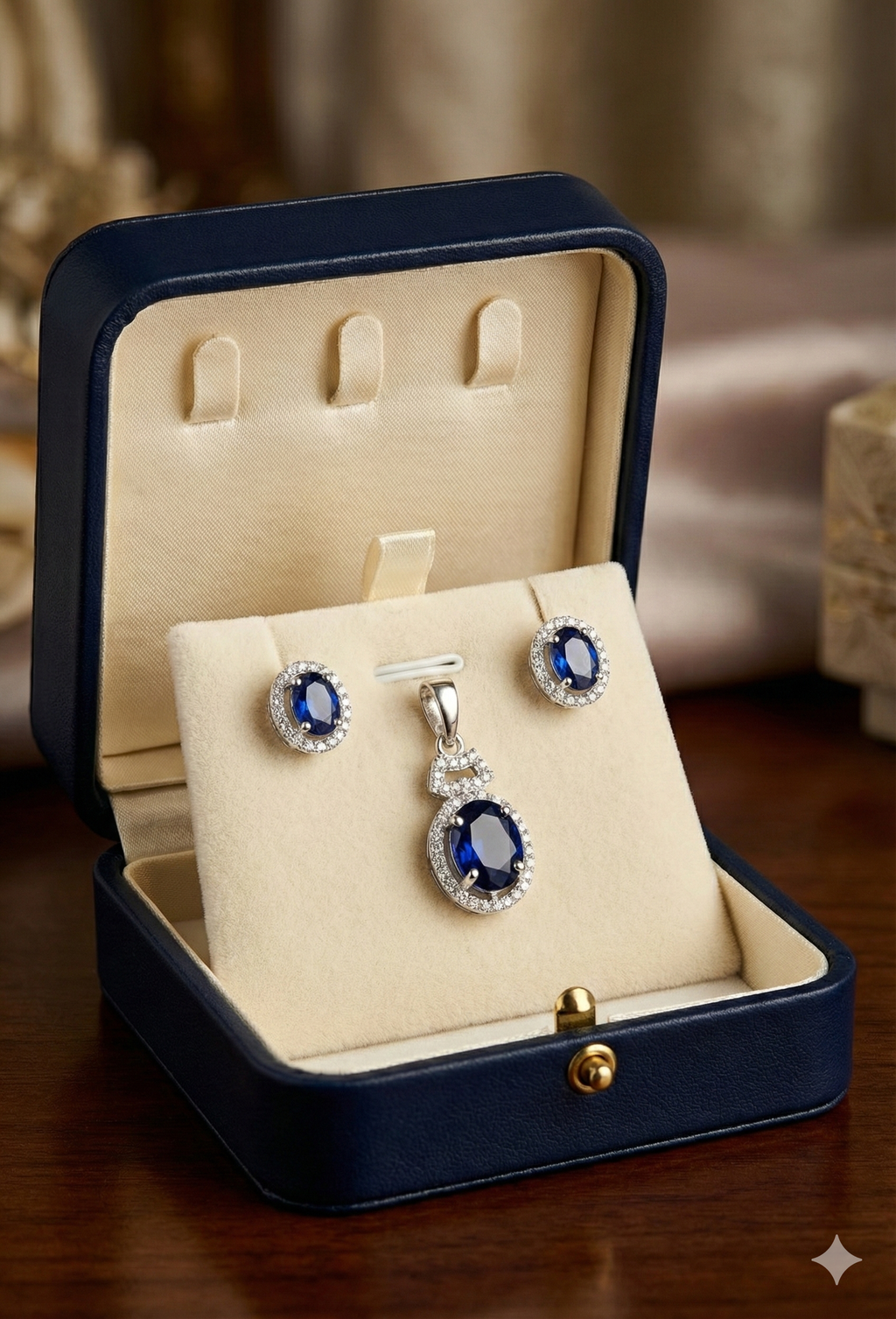 Classic Blue Oval Pendant Set_2