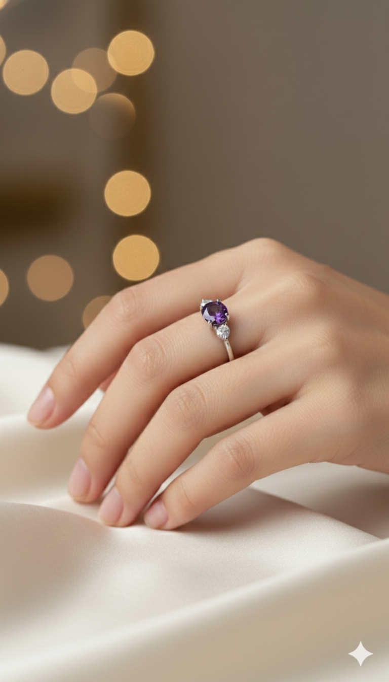 Classic Three stone Amethyst Ring_5