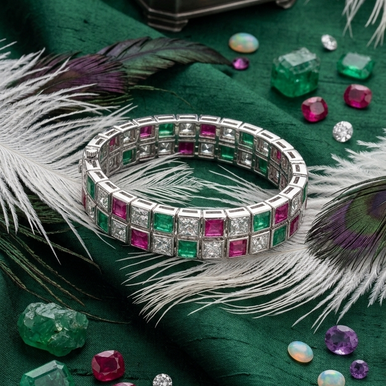 Classic Tri Tone Geometric Bangles