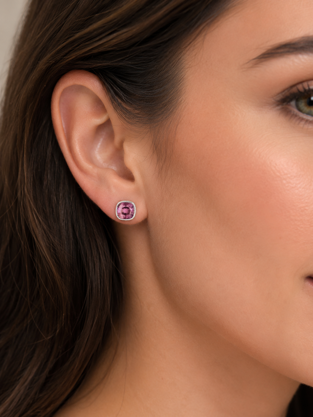The Cushion Studs in Rose