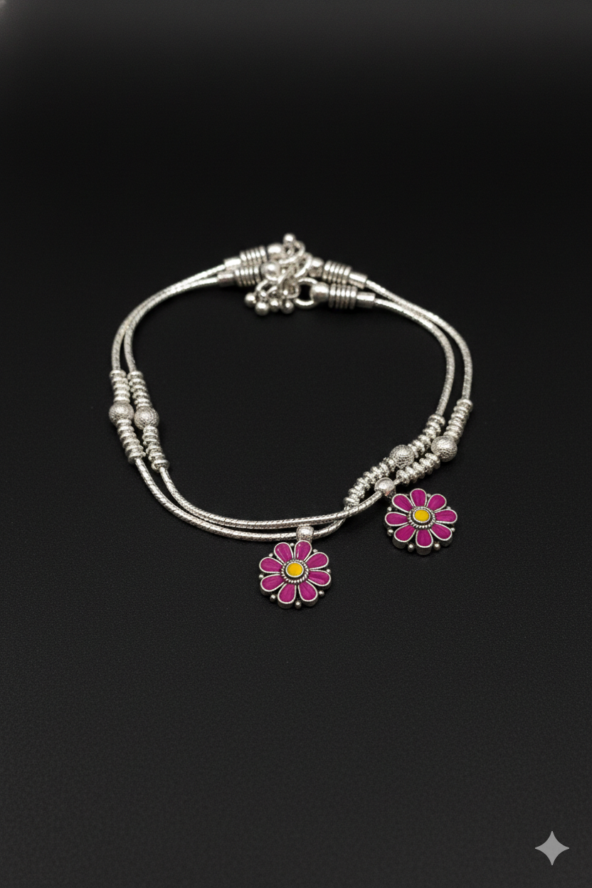Dual - Strand Floral Anklet_1