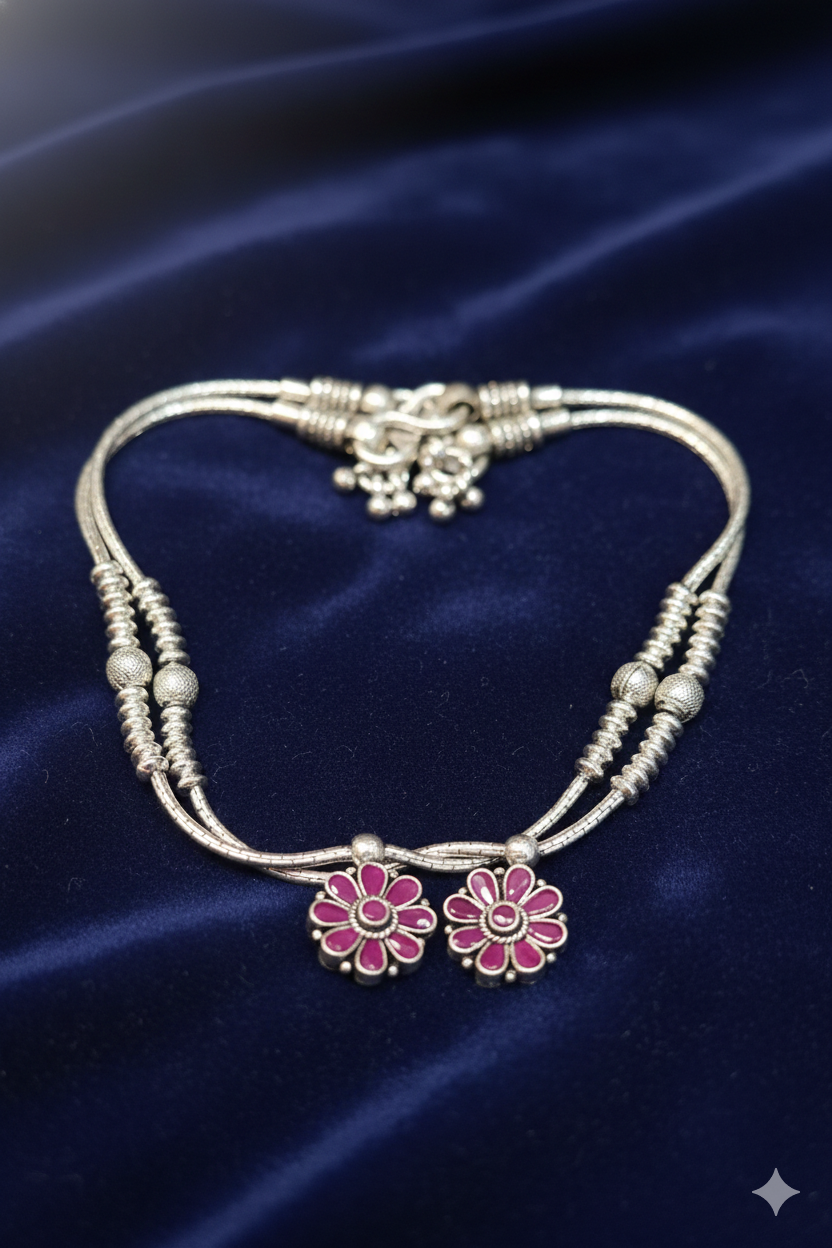 Dual - Strand Floral Anklet_3