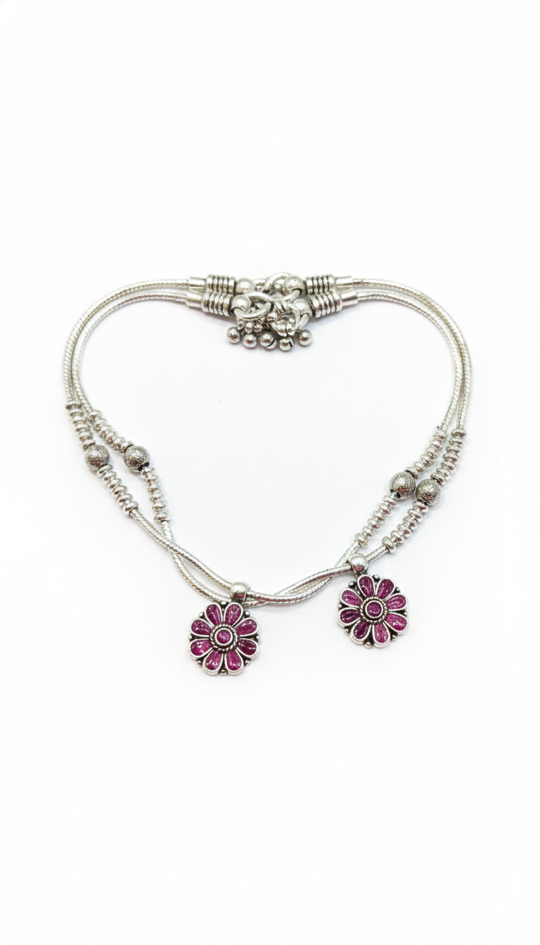 Dual - Strand Floral Anklet_4