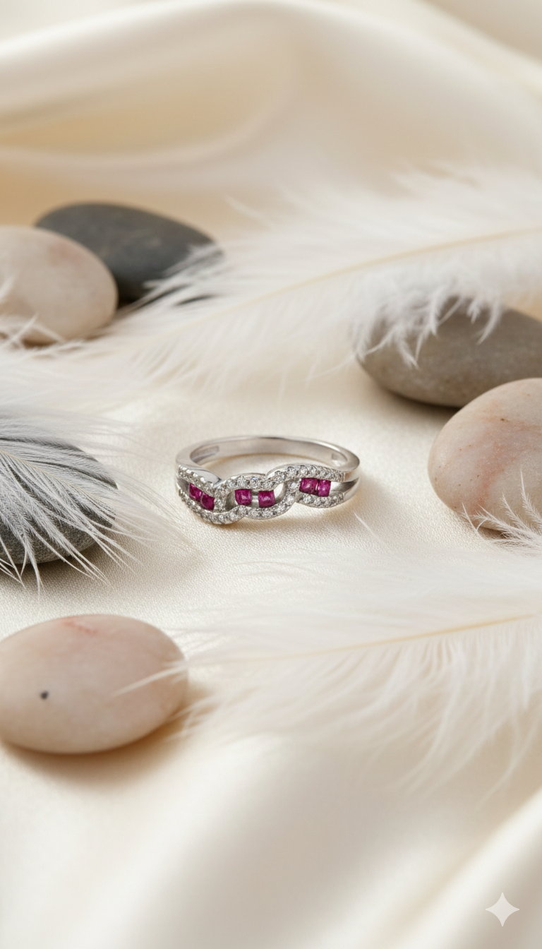 Elegant Wavy Ruby Band_2