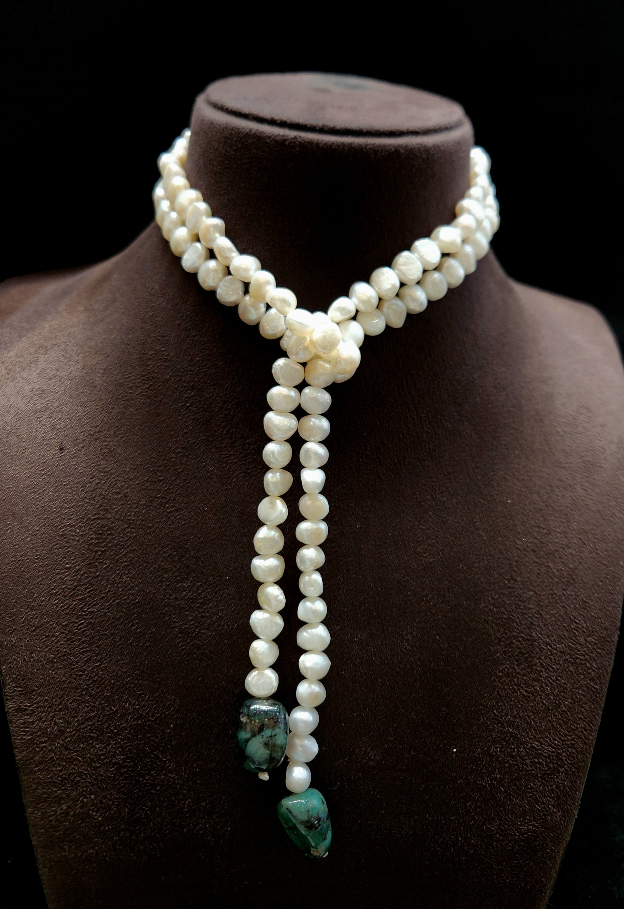 Emerald & Pearl Mala (Tie-Knot)