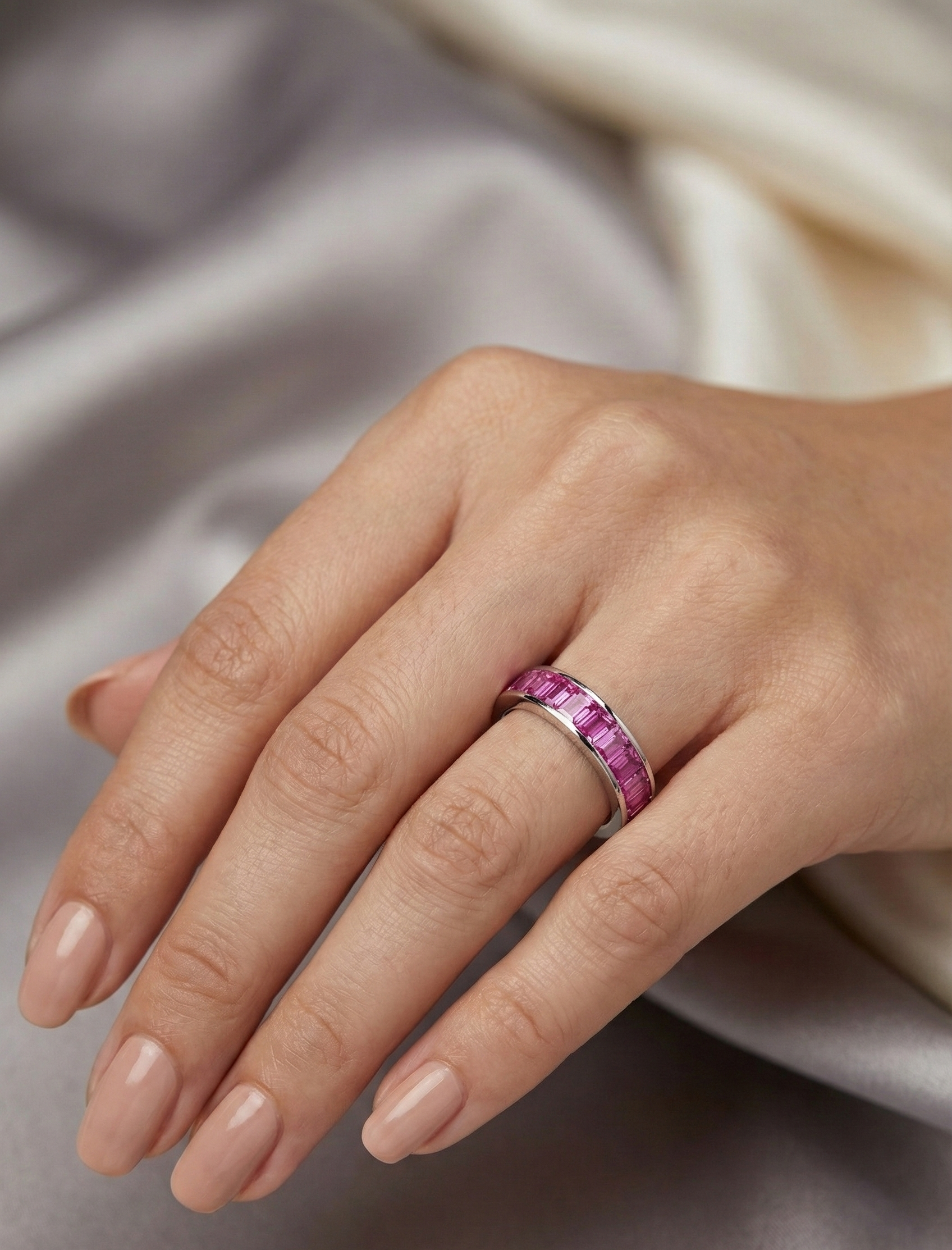 Emerald Cut Pink Sapphire Eternity Band_3