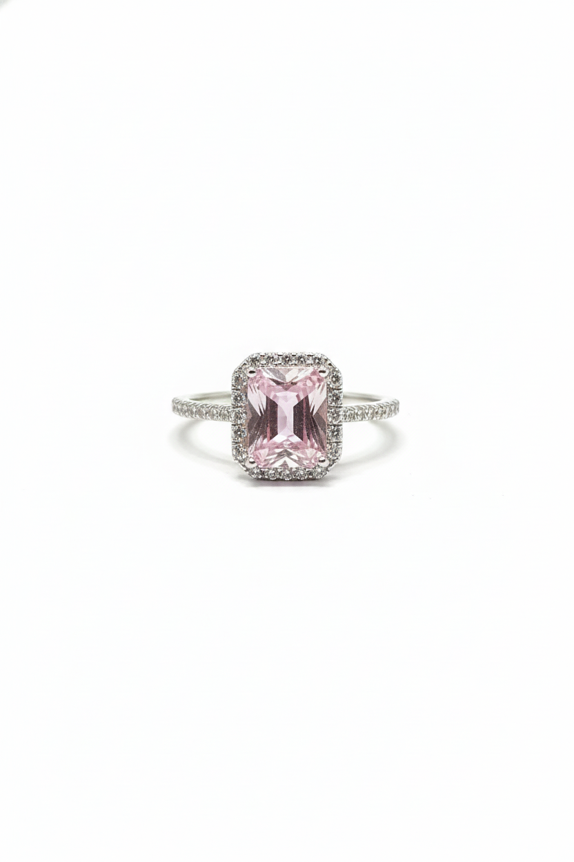 Emerald Cut Pink Solitaire Ring_1