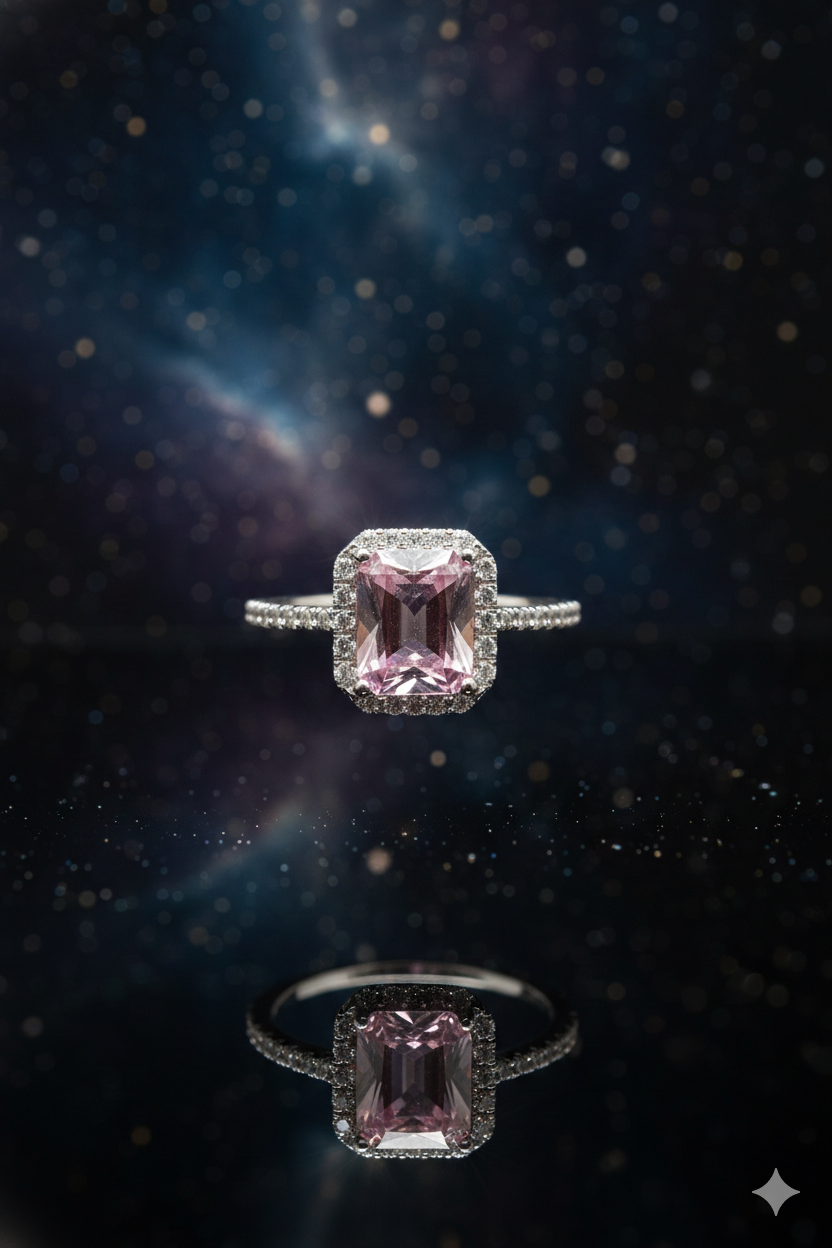 Emerald Cut Pink Solitaire Ring_3