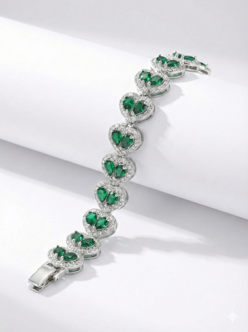 Emerald Green Heart Halo Bracelet_1