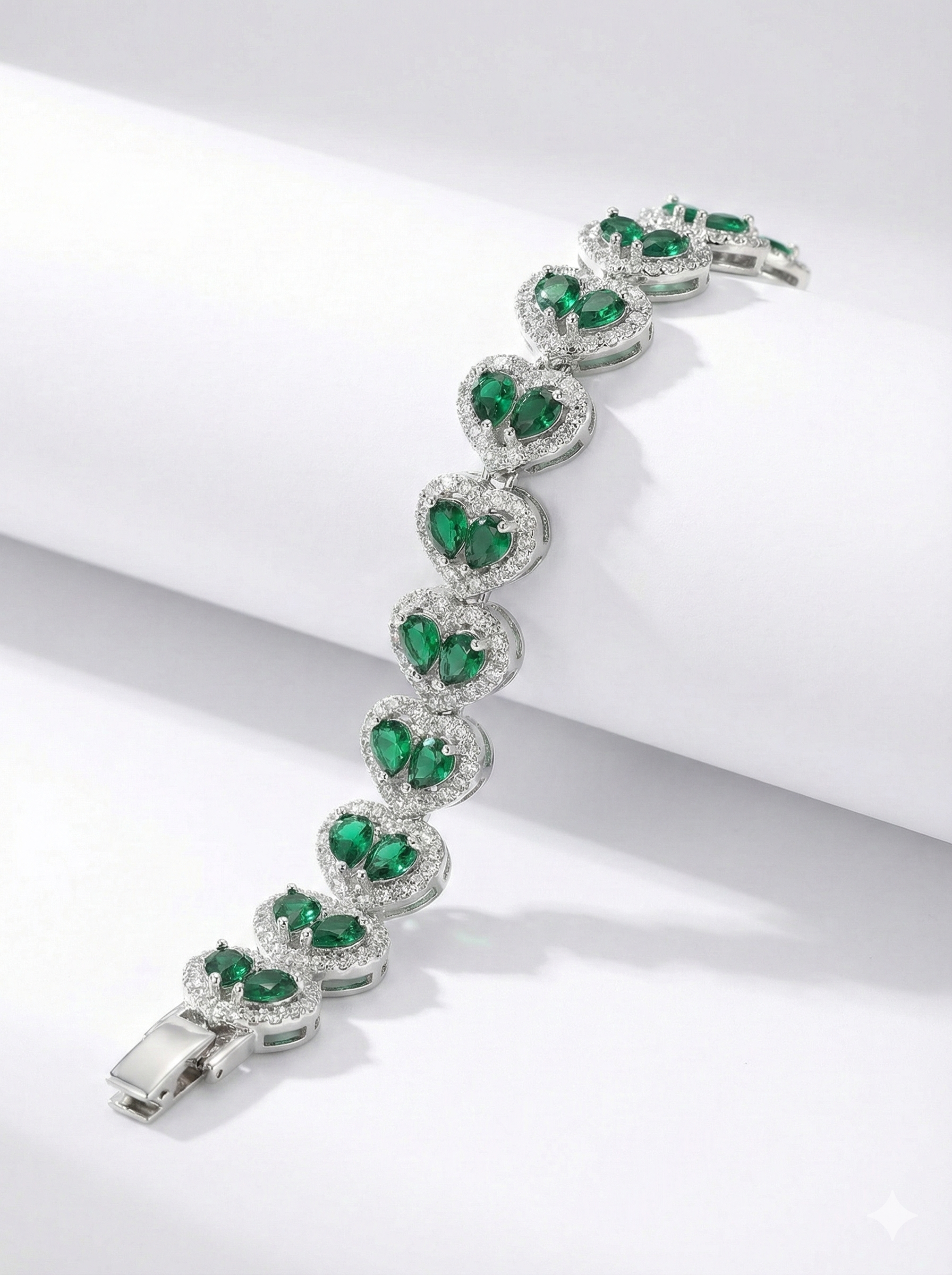 Emerald Green Heart Halo Bracelet_1