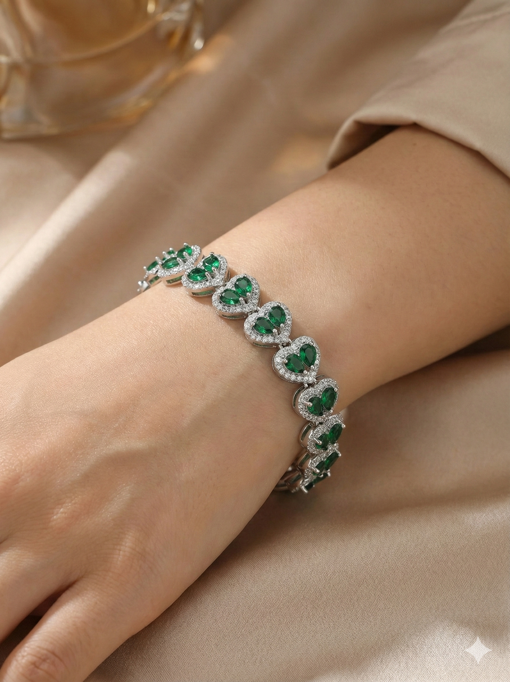 Emerald Green Heart Halo Bracelet_3