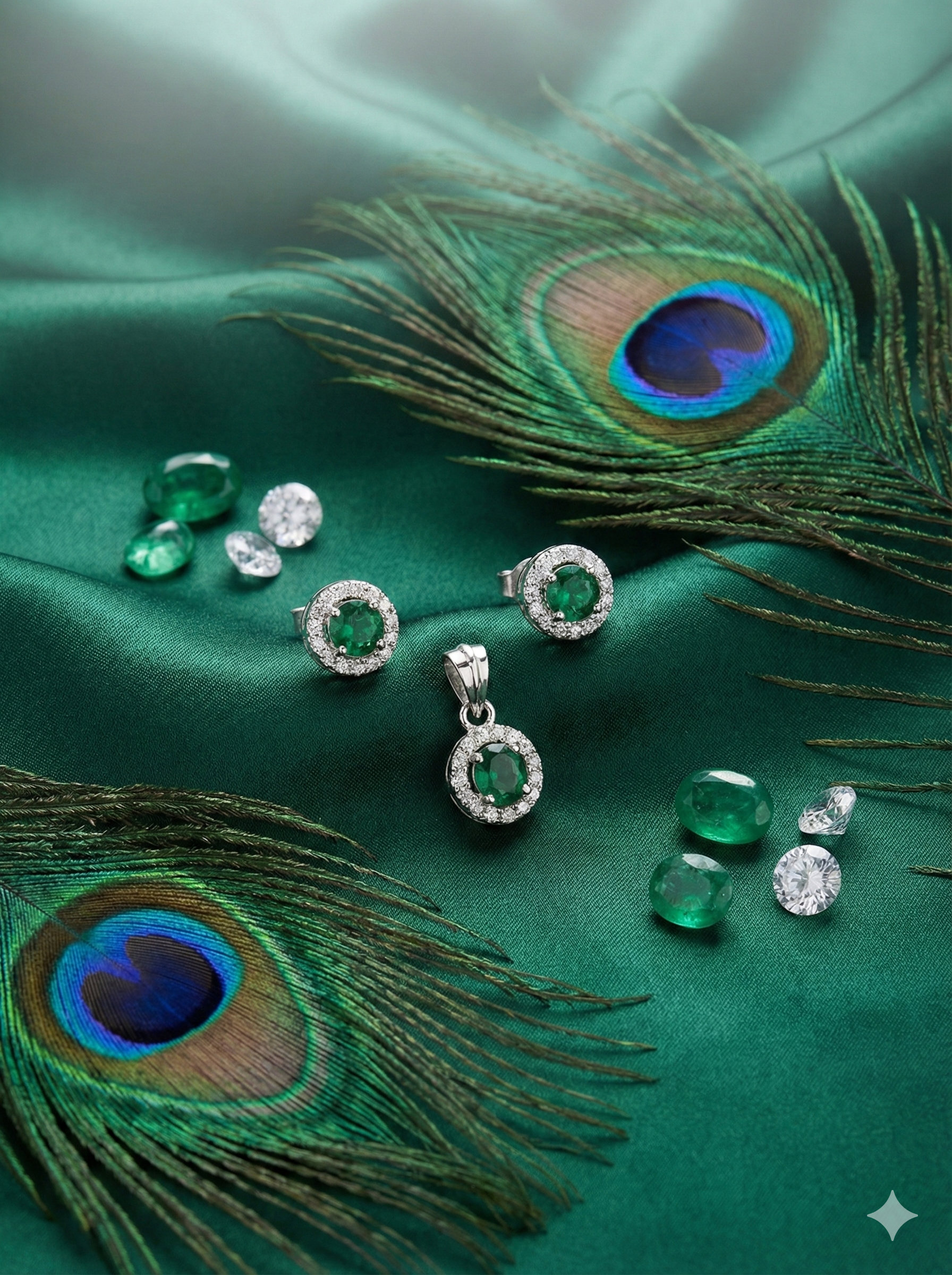 Emerald Tone Crystal Halo Set_2