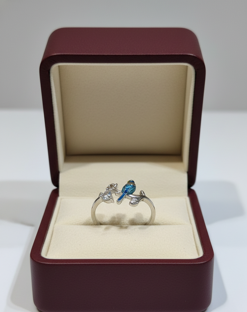 Enamel Bird and Branch Ring_3